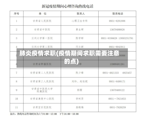 肺炎疫情求职(疫情期间求职需要注意的点)