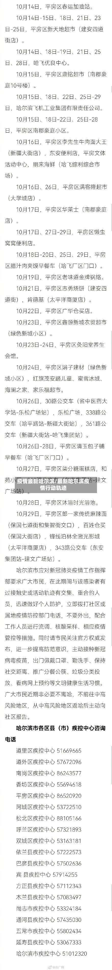 疫情最新哈尔滨/最新哈尔滨疫情行动轨迹