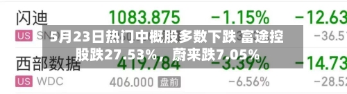 5月23日热门中概股多数下跌 富途控股跌27.53%，蔚来跌7.05%